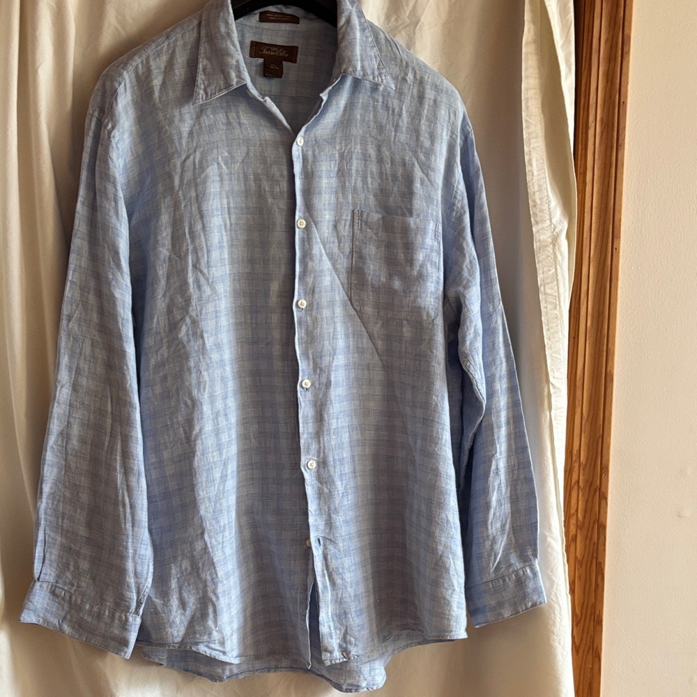 Tasso Elba Light Blue Casual Button Down Shirt